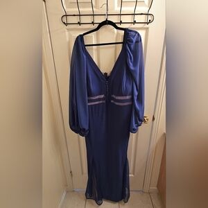 Royal Blue Plus Size S 20 Long Sleeves Long Prom Evening Dress Mother Bride
